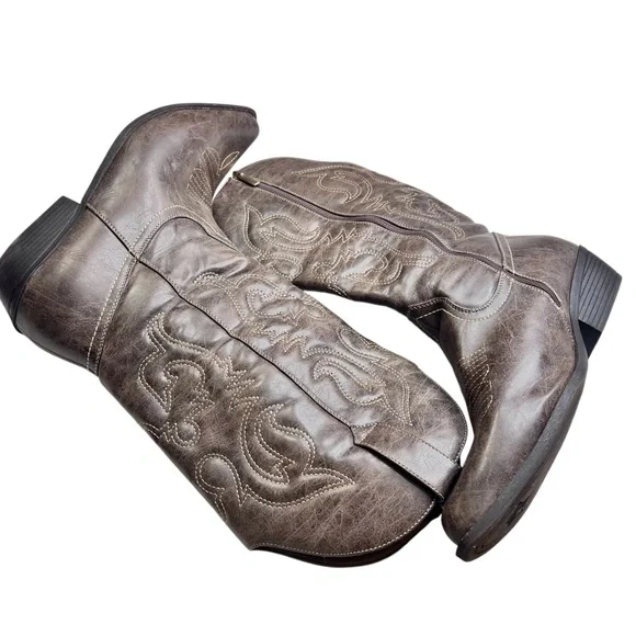 Cloudwalker by Avenue Abby Pointed Toe Side Zipperr Cowgirl Boots - Picture 7 of 15